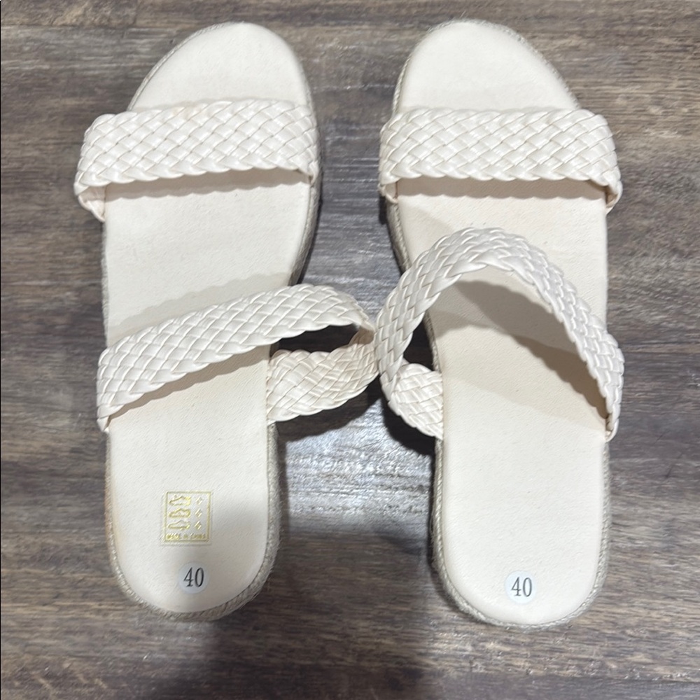 Elegant Cream Braided Sandals